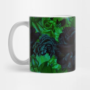 black and green flower pattern textile design Mug